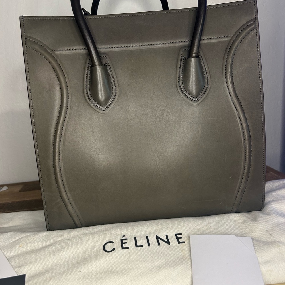 Celine Dark Gray Leather Tote - Picture 6 of 11